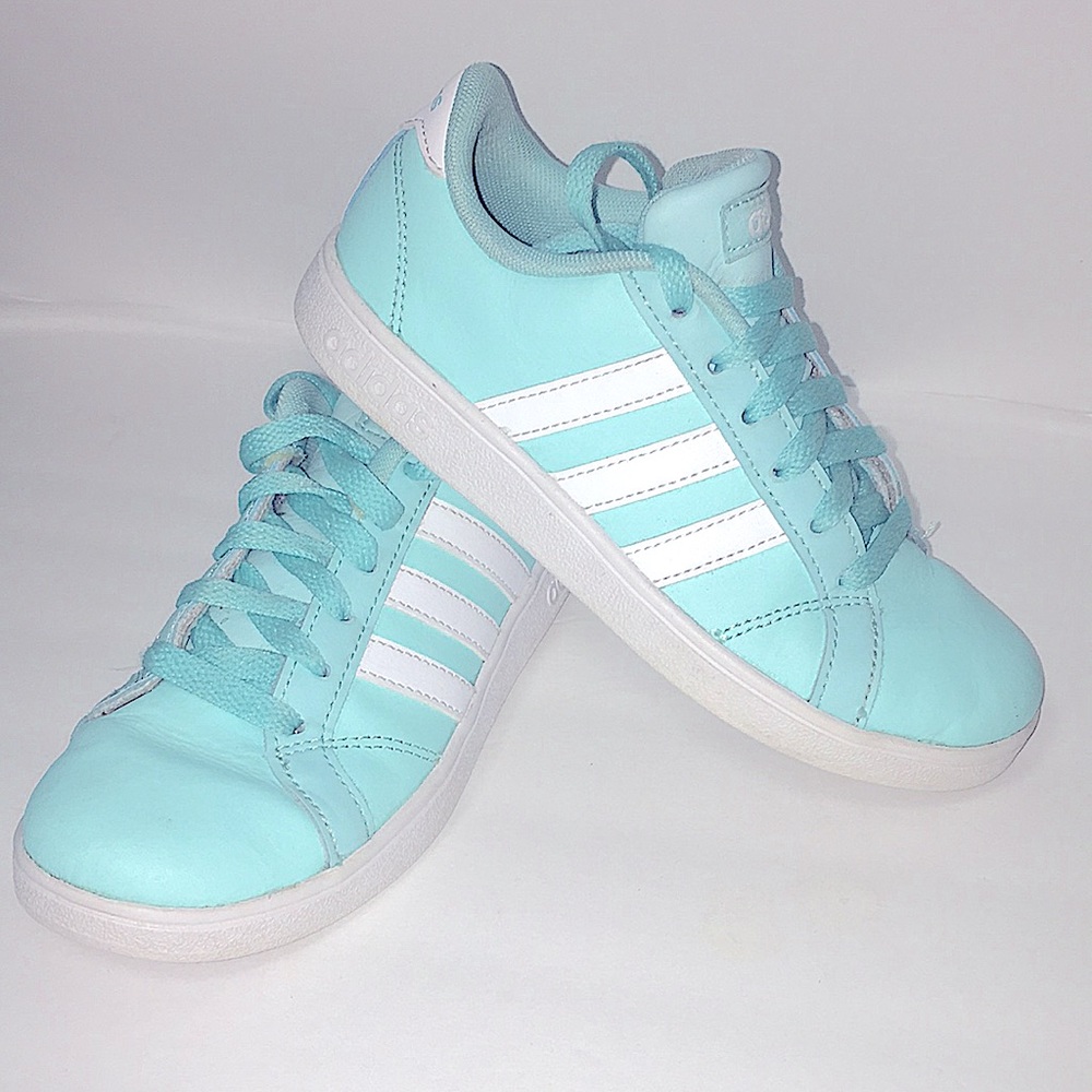 Turquoise/ Teal leather  Adidas size 1